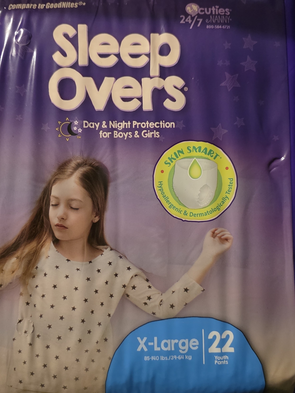 SleepOvers Youth Pants XL 22 Count Factory Sealed Pack